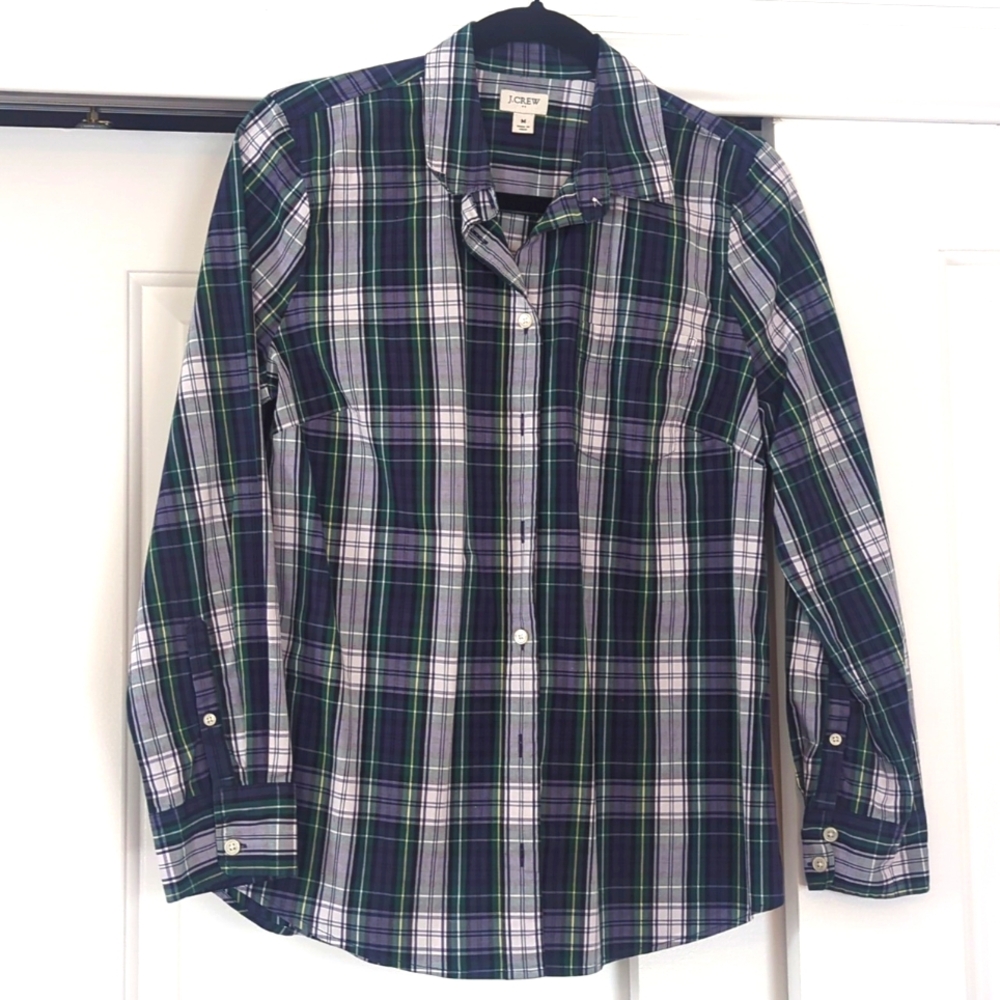 Women's JCrew Tartan Plaid Shirt Medium
